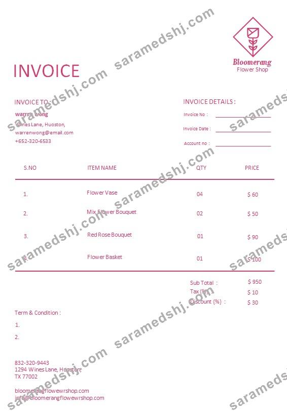 Free Florist Invoice Template